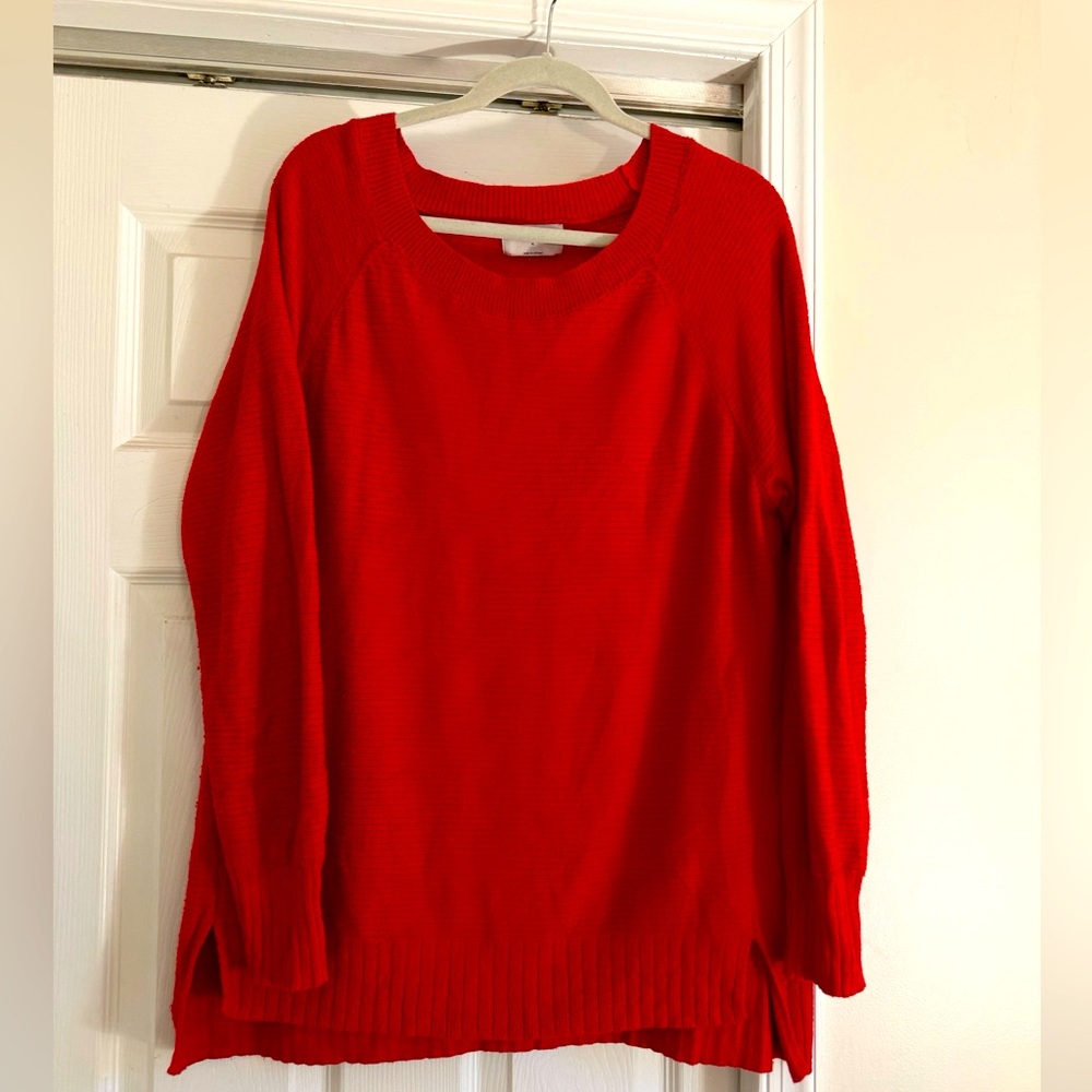 Old Navy Women's Size XL Oversized Red Split Hem Sweater
